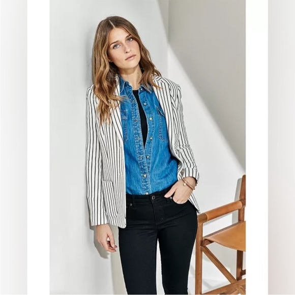 NWOT Ralph Lauren Pique Striped White & Navy Pinstripes Blazer Gold Button 6 - Picture 1 of 16